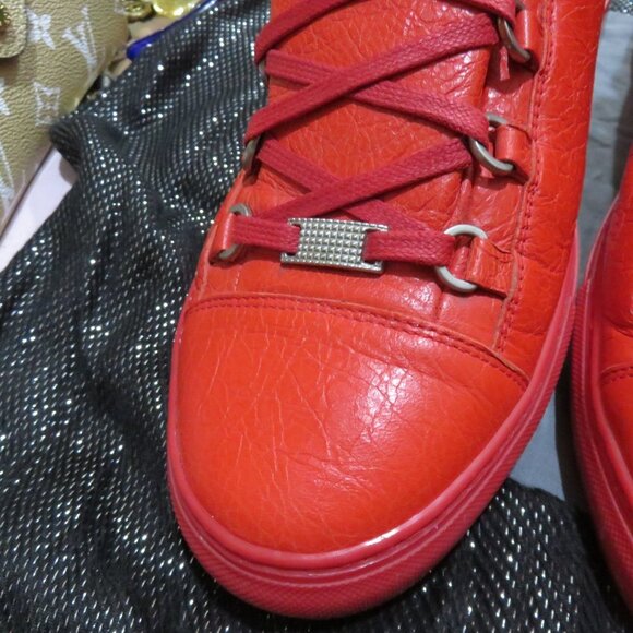 BALENCIAGA ARENA HIGH TOP SNEAKERS SIZE 45 US 12 IN VIBRANT RED - Picture 2 of 10